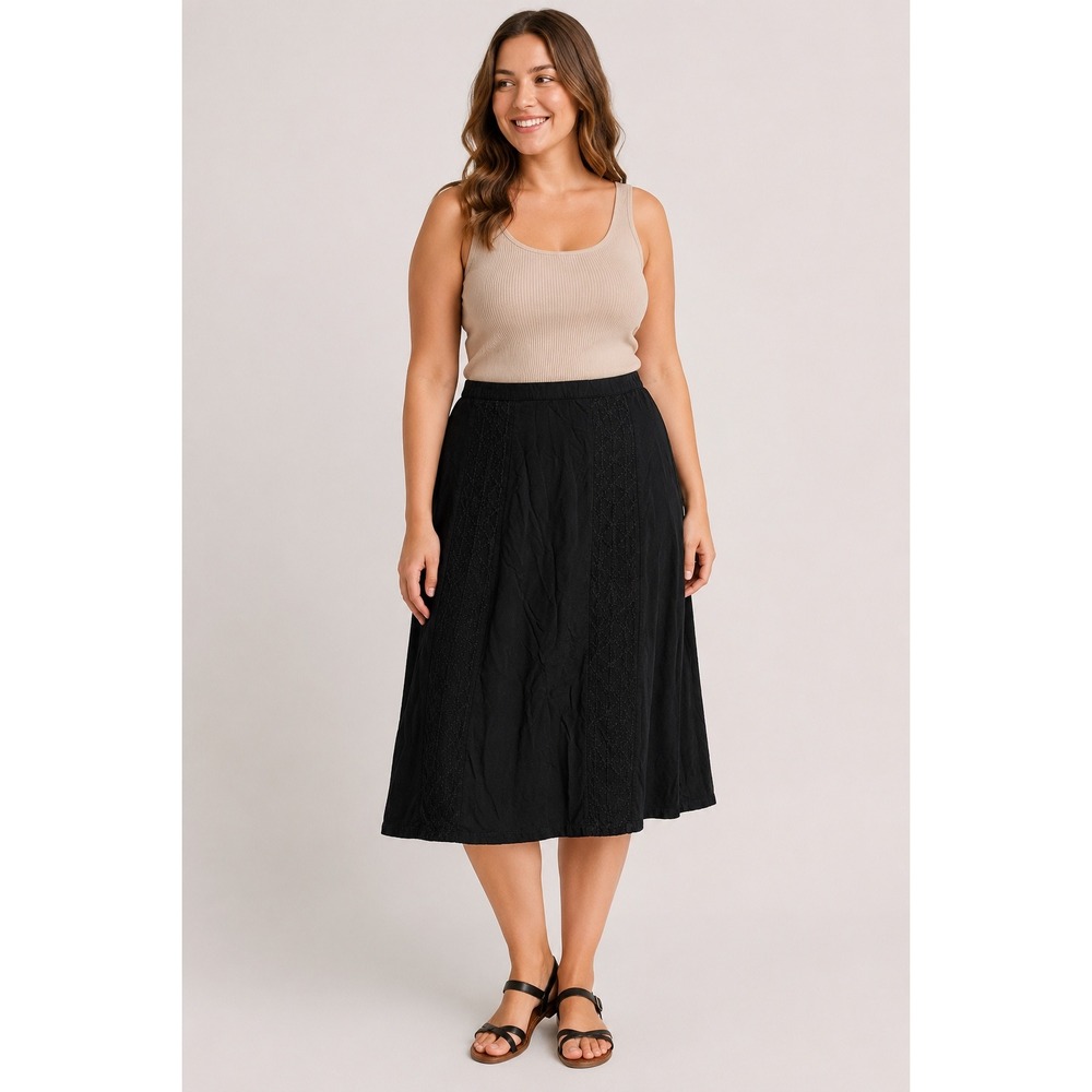 Putumayo Maxi Skirt Womens Small Black Embroidered Rayon Boho Goth Long Skirt